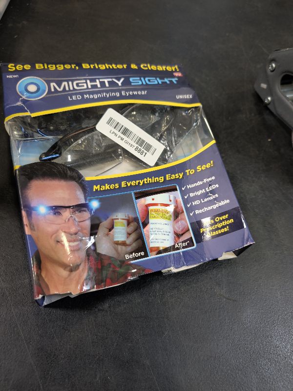 View 2 of Mighty Sight LED Magnifying Eyewear, Black, 160% Magnification