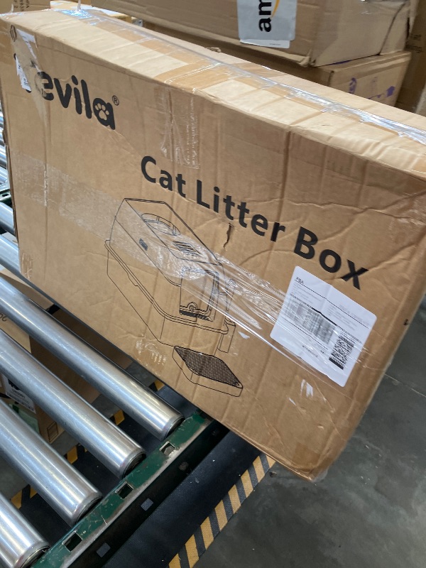 Photo 1 of Tevila XL Enclosed Stainless Steel Litter Box with Lid, Light Gray
