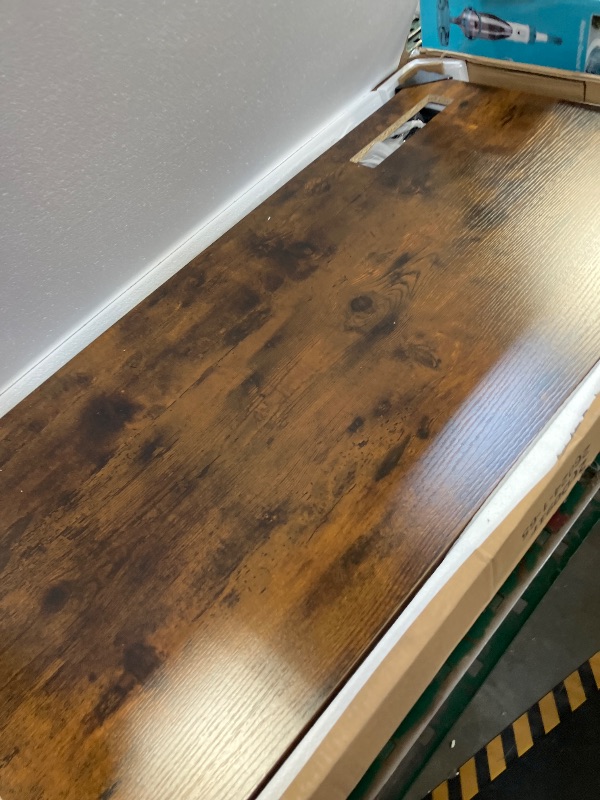 Photo 1 of PRAISUN 55.1 Inch Computer Office Desk with Power Outelts and USB-C Port, Reversible Gaming Desk with 4 Fabric Drawers, Work Study Desk Work from Home, Rustic Brown