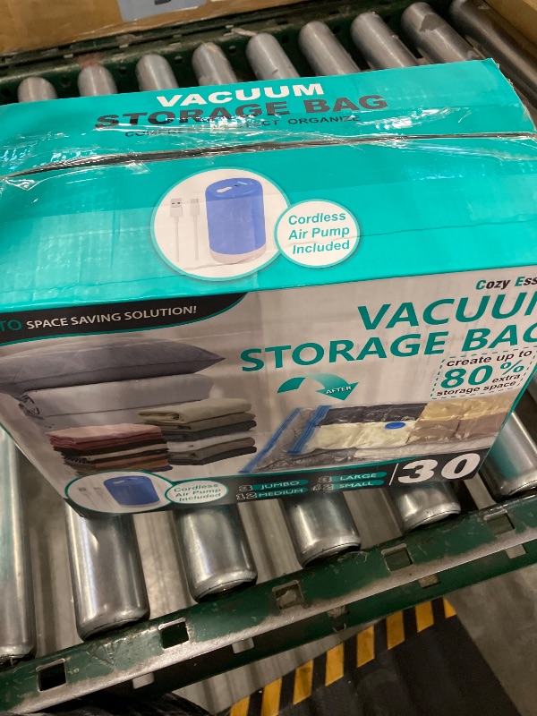 View 2 of Cozy Essential Travel Vacuum Storage Bags with Rechargeable Cordless USB Pump, Space Saver Bags for Luggage, Suitcase, Carry-On, for Clothes, Blankets, Bedding & Seasonal Storage,30 Combo