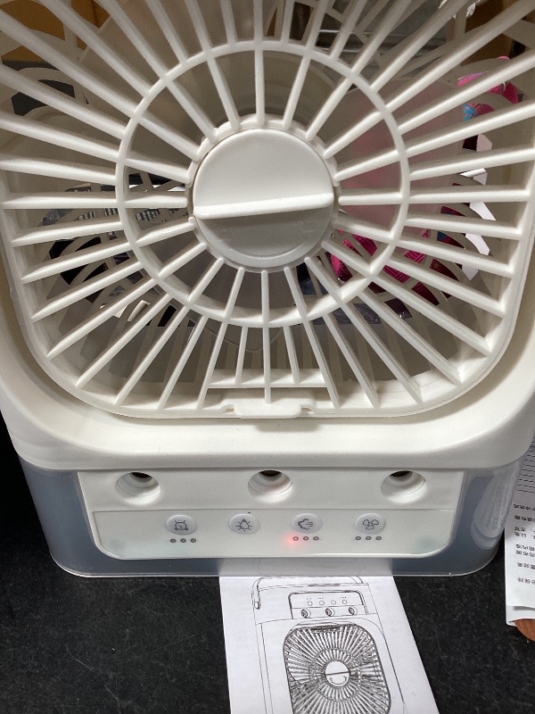 Photo 1 of Portable Air Conditioners, 2000mAh Rechargeable Mini Air Cooler Fans, 500ML Personal Portable AC Unit with 3 Speed, 2 Spray, 7 Color, 3 Timer, Small Desktop Cooling Fan for Bedroom Office (White)
