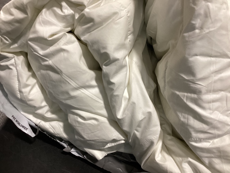 Photo 1 of Serta Goose Feather Down Fiber Comforter Twin Size - 100% Cotton Cover Duvet Insert - Hotel Luxury Hypoallergenic Bedding Comforter Light Warmth 68 x 90 Inch White