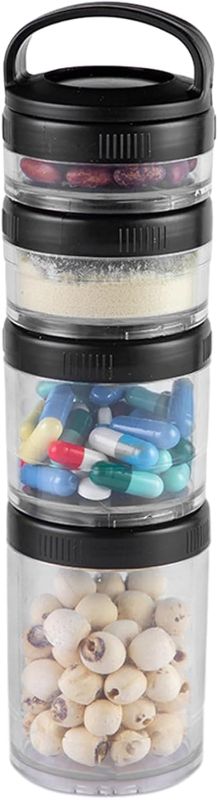 View 1 of Saycker Portable Stackable Snack Container Nut Box, Snack Storage Jars and Portion Control, Food Storage Container with Lid, Twist Lock Storage Container Scale Jar(Random Color)