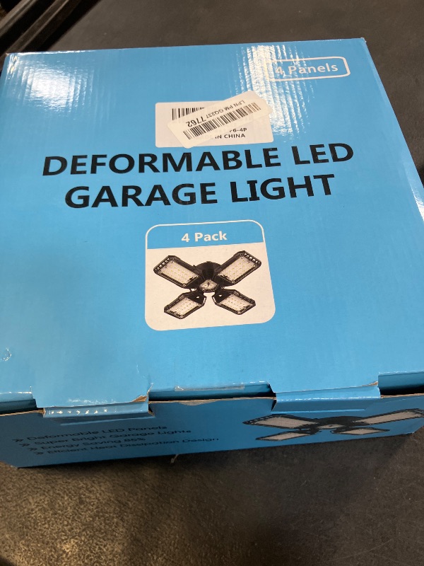 View 2 of Aoretic LED Garage Lights 4 Pack -120W, 12000LM 6500K Led Shop Light with 4+1 Deformable Panels, Basement Barn Light Garages Ceiling Lights, E26/E27 for Garage, Warehouse, Shop