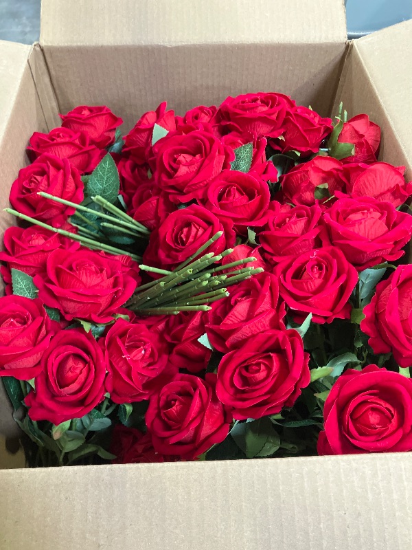 View 3 of Waipfaru 100 Pcs Red Artificial Roses