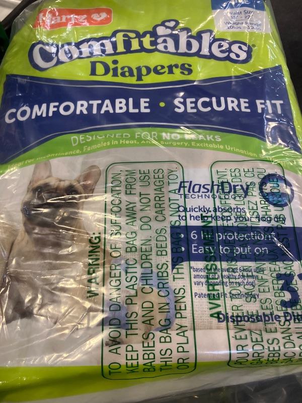 Photo 1 of Hartz Disposable Dog Diapers, Size M 32 count, Comfortable & Secure Fit, Easy to Put On