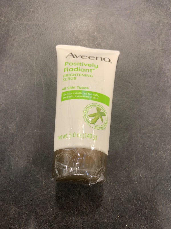 Photo 1 of Aveeno Positively Radiant Skin Brightening Exfoliating Daily Face Wash Scrub, Gentle with Moisture-Rich Soy Extract, Helps Improve Skin Tone & Texture, Oil- & Soap-Free, Hypoallergenic, 5 Oz?