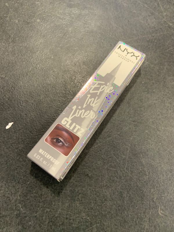 Photo 1 of NYX PROFESSIONAL MAKEUP Epic Ink Glitz Liner, Waterproof Metallic Liquid Eyeliner with Vegan Formula - Flashy Flare (Shimmer Light Grey)