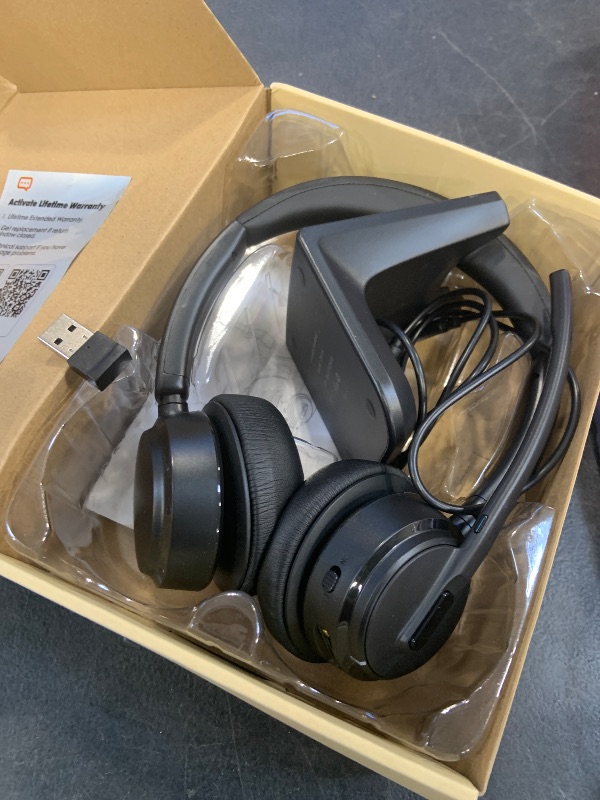 Photo 1 of Mopchnic Wireless Headset with Noise Cancelling Microphone, On-Ear Bluetooth Headset with USB Dongle, Mute Function & Charging Base, Wireless Headphones for Work from Home and Call Center (Black)