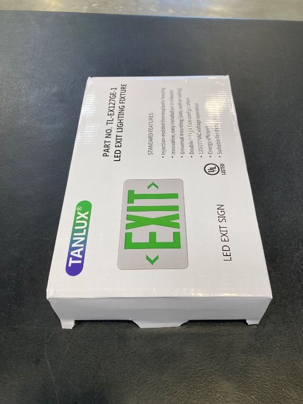 Photo 1 of TANLUX Green LED Exit Sign with Battery Backup