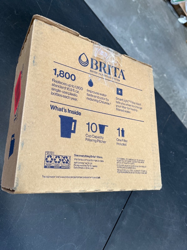 Photo 1 of Brita Large 10-Cup Water Filter Pitcher with BritaPlus Filter, WQA NSF/ANSI Certified, Reduces 2X Contaminants vs. Standard, Removes Chlorine Taste & Odor, Reduces Zinc Copper Mercury & More, Clear