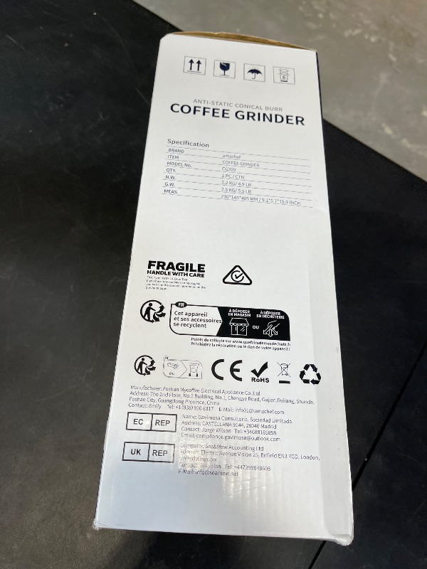 Photo 1 of AMZCHEF Burr Coffee Grinder, 48 Settings, Metallic Silver