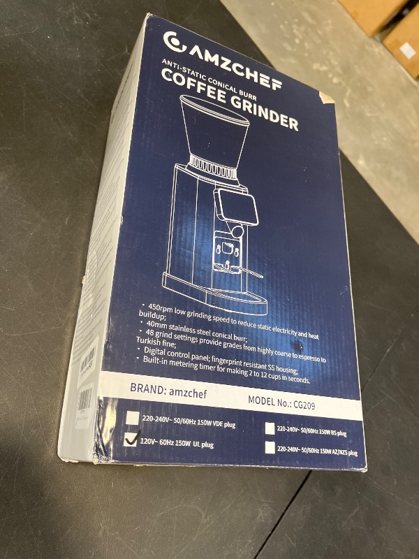 Photo 1 of AMZCHEF Burr Coffee Grinder, 48 Settings, Metallic Silver