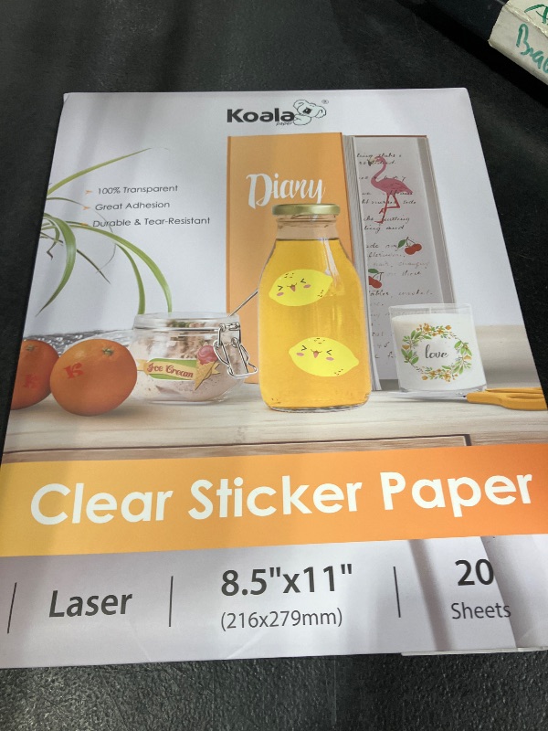 View 2 of Koala Clear Sticker Paper for Laser Printer (8.5x11 Inch, 20 Sheets)