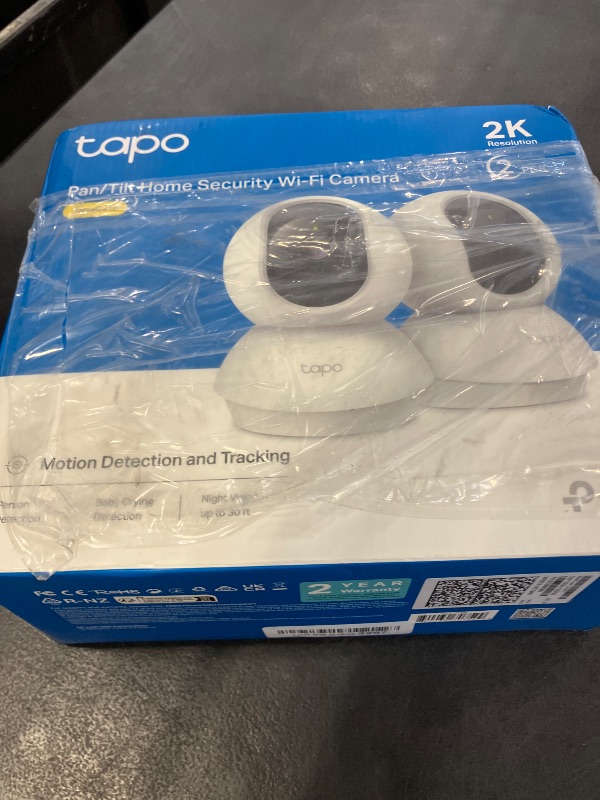 Photo 1 of Tapo 2K Pan/Tilt Security Camera for Baby Monitor, Dog Camera w/Motion Detection, 2-Way Audio Siren, Night Vision, Cloud&SD Card Storage, Works w/Alexa & Google Assistant, 2-Pack (Tapo C210P2)