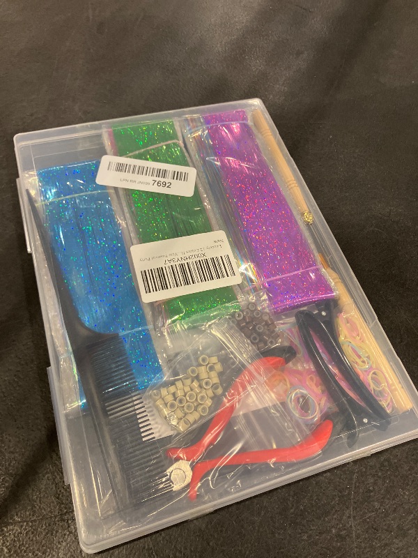 Photo 1 of Leuceiy 48" Hair Tinsel Kit, 12 Colors