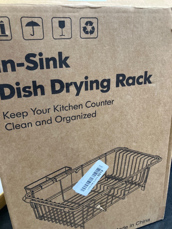 Photo 1 of JASIWAY Gold Dish Drying Rack with Utensil Holder