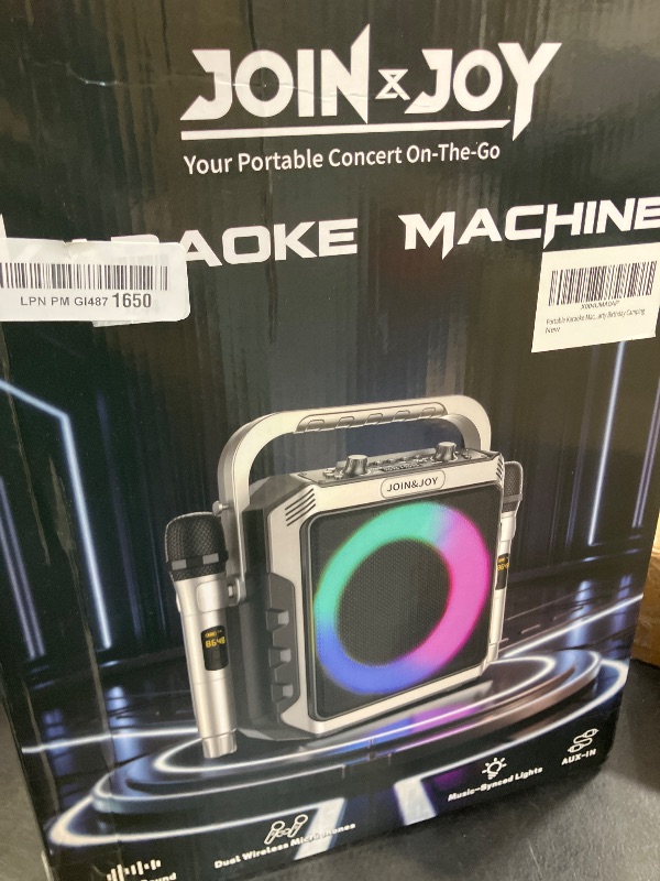 Photo 1 of JOIN&JOY Portable Karaoke Machine w/ 2 Wireless Mics, LED Lights