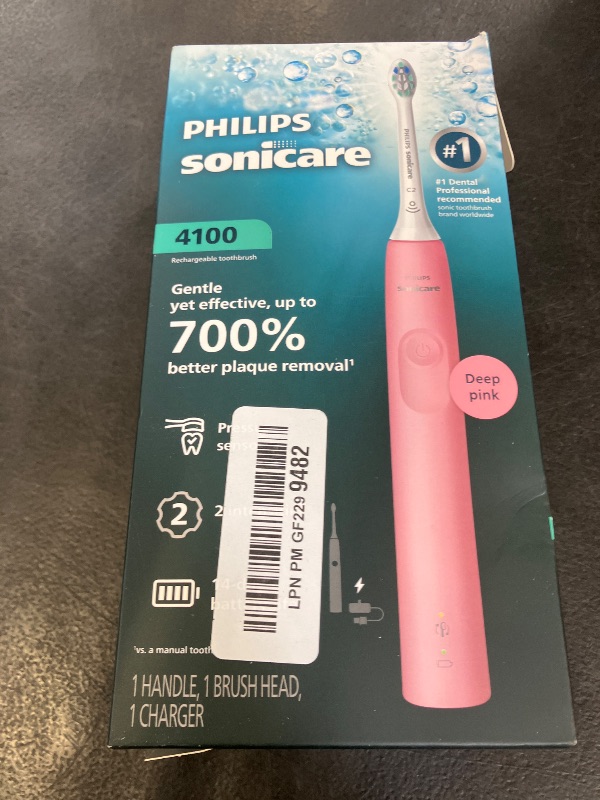 Photo 1 of Philips Sonicare 4100 Rechargeable Electric Toothbrush, Deep Pink