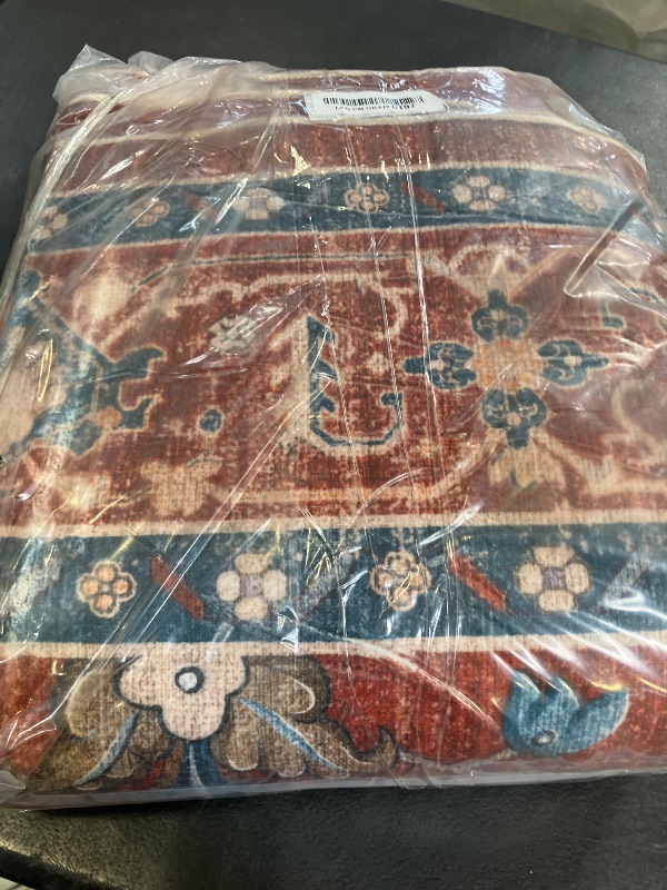 View 2 of RELEANY Washable Area Rug, 5'x7', Red/Orange/Blue/Brown