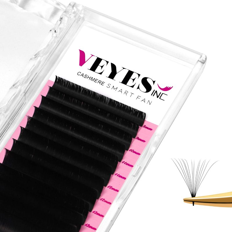 Photo 1 of VEYES INC Cashmere Smart Fan Lash Extensions 0.03 0.05 0.07 C/CC/D Curl 8-20mm Mixed & Single Length, Super Matte Black Volume Lashes, Professional Supplies for Lash Techs (0.05 D 14mm) - 2 PACK 
