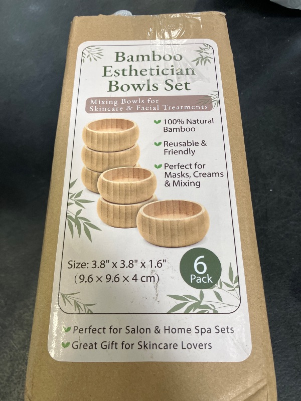 Photo 1 of 6 Pcs 3.8 X 1.6 Inch Bamboo Facial Bowls Set Big Facial Bowls Esthetician Wooden Face Mask Bowls Facial Mask Mixing Bowl Esthetician Bowls Esthetician Supplies Esthetician Essentials for Spa Skincare