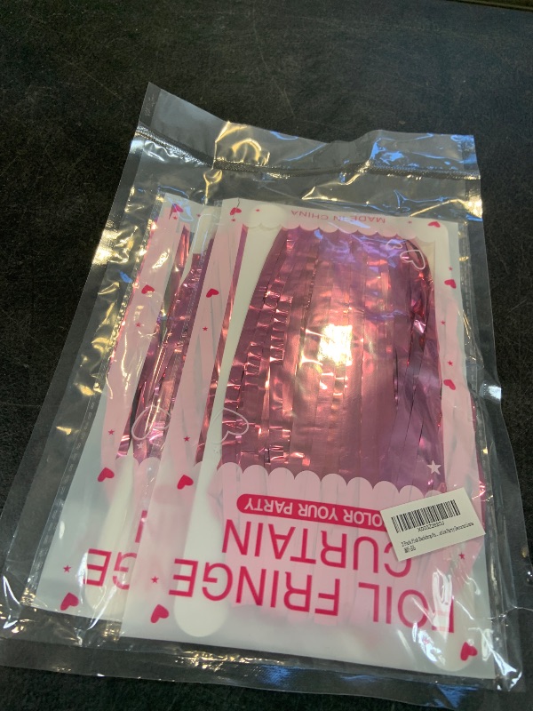 Photo 1 of BOMSI Pink Tinsel Backdrop Curtain (2 Pack)