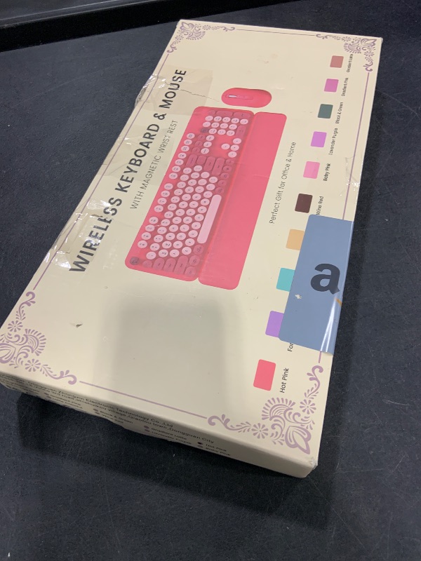 Photo 1 of Wireless Keyboard and Mouse Combo, Round Keycaps, Magnetic Wrist Rest, Pink