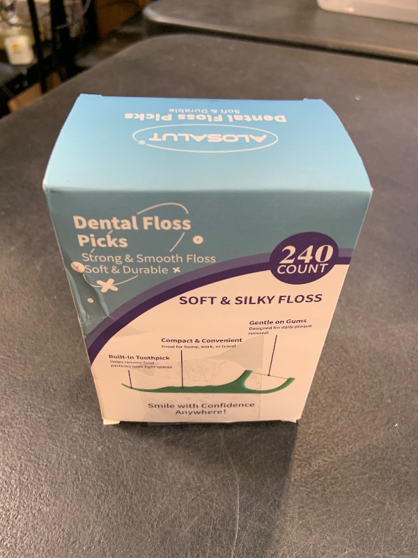 Photo 1 of Alosalut 240 Count Dental Floss Picks – Mint Flavored Flossers with Built-in Toothpick for Deep Cleaning – 4 Portable Boxes of 60 – Strong & Smooth Floss Sticks for Family Home Travel - Adults & Kids