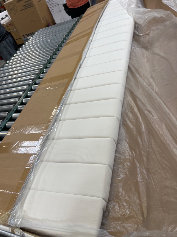 Photo 1 of Mxhtcewz King Velvet Bed Frame - Beige----missing some harware 