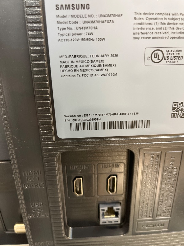 Photo 1 of Samsung 43-Inch QLED 4K Mini LED Smart TV