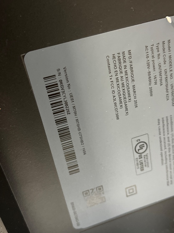 Photo 1 of **SOLD FOR PARTS ONLY** Samsung 75-Inch QLED 4K Smart TV (2026 Model)