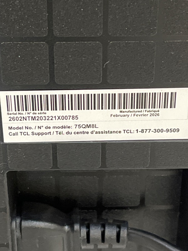 Photo 1 of TCL 75 Inch QM8L QLED Smart TV