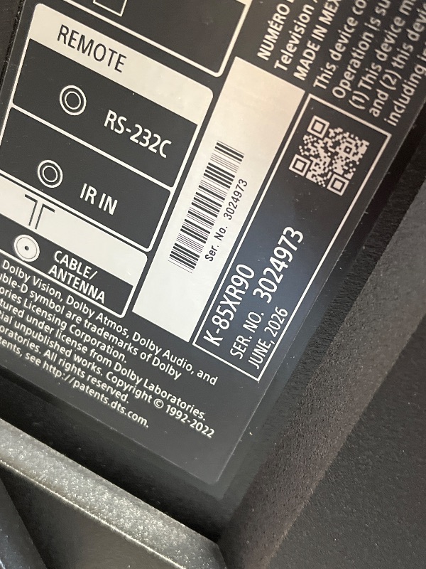 Photo 1 of Sony 85 Inch BRAVIA 9 Mini LED QLED 4K HDR Smart Google TV (K-85XR90)------factory new ---did have a small scratch on it from the manufacturer