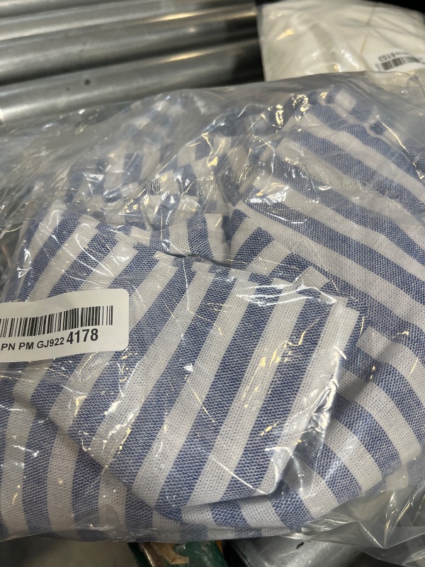 Photo 1 of meioro Striped Ruffled Tablecloth - Blue, 60"x60"