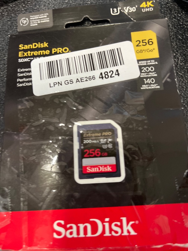 Photo 1 of SANDISK 256GB Extreme PRO SDXC UHS-I Memory Card - C10, U3, V30, 4K UHD, SD Card - SDSDXXD-256G-GN4IN