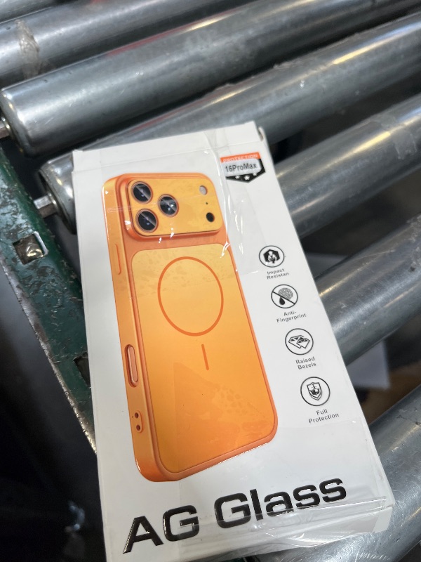 Photo 1 of Generic Frosted Glass Magnetic Case for iPhone 16 Pro Max, Orange