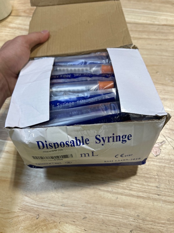 Photo 1 of 1ml Syringe with 30Ga 1/2in Needle, 20 pcs