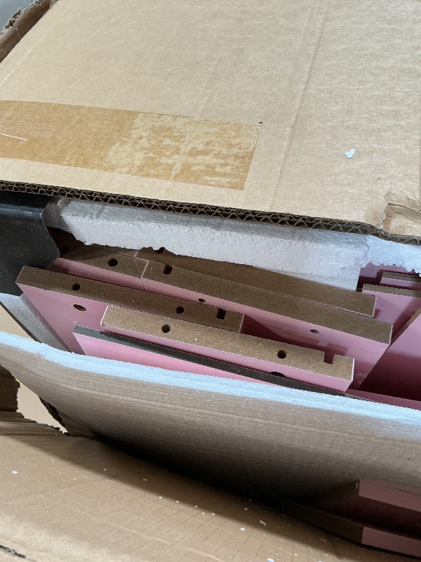 Photo 1 of *** DAMAGED BOX ASSEMBLY PIECES COULD BE MISSING ***Ieejdn Makeup Vanity Desk with Mirror and Lights, Vanity Desk with 8 Drawers & Storage Shelves, Vanity Table with Power Outlet, 3 Color Modes & Adjustable Brightness Dressing Table, Bedroom,Pink