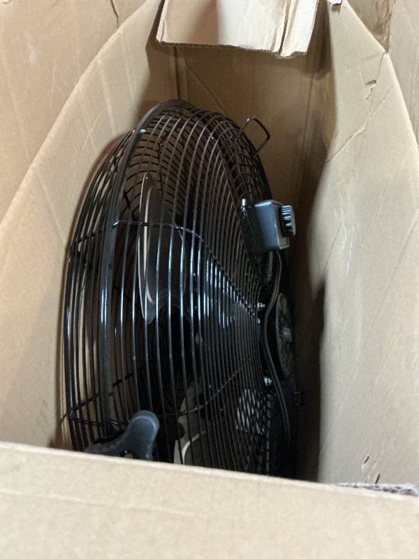 Photo 1 of ***NON FUNCTIONAL*** PARTS ONLY*** Amazon Basics 20" High Velocity Industrial Cooling Floor Fan with 3 Speeds, Tilt Head, ETL-Listed Safety Compliance, Metal Housing and Blades, for Commercial Space/Garage/Gym, 125W, Black
