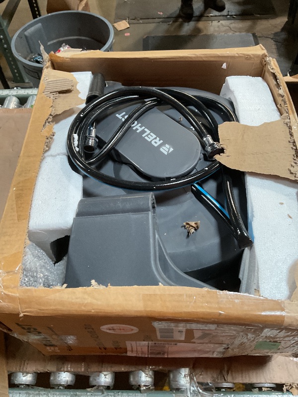 Photo 1 of ***HEAVILY USED/ HOSE MAY STILL HAVE WATER IN IT **** Relhost Retractable Garden Hose Reel, 1/2 in x 120 ft Wall Mount Heavy Duty Hose Reel with Any-Length Lock, Auto Rewind System, 180° Swivel Bracket, and 10-Pattern Nozzle for Garden, Dark Grey