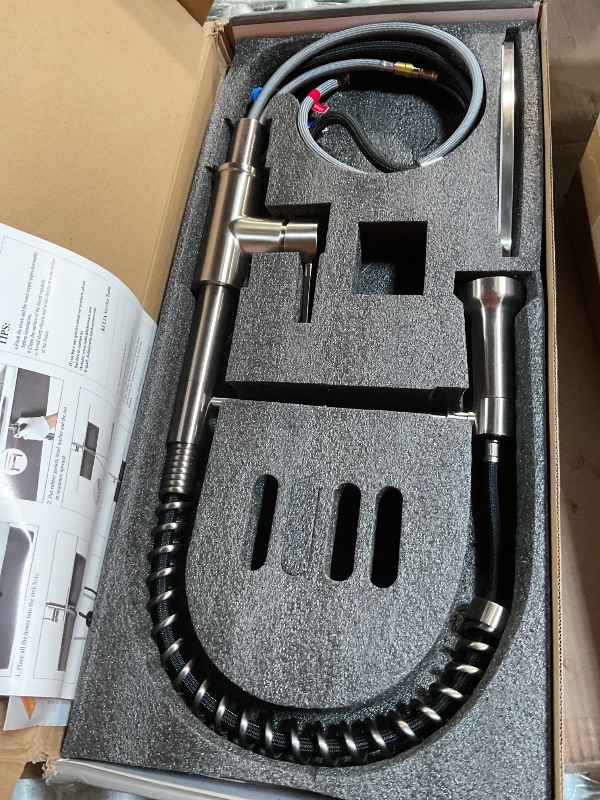 Photo 1 of ***MISSING MOUNTING ASSEMBLY HARDWARE*** RULIA Kitchen Faucet, Kitchen Sink Faucet, Sink Faucet, Spring Pull-Down Kitchen Faucets, Bar Kitchen Faucet, Brushed Nickel, Stainless Steel, RB1027