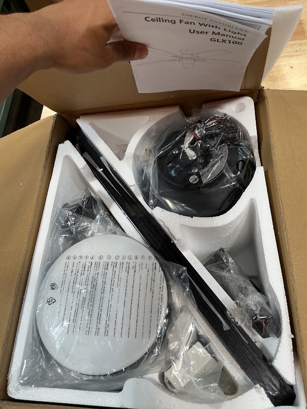 Photo 1 of ***FOR PARTS ONLY/ LIGHT WIRES CUT*** Ohniyou Ceiling Fans with Lights, 52'' Low Profile Ceiling Fan with Light and Remote/APP Control, Modern Flush Mount Ceiling Fan for Indoor Bedroom Living Room, Dimmable, Quiet DC Motor, Black