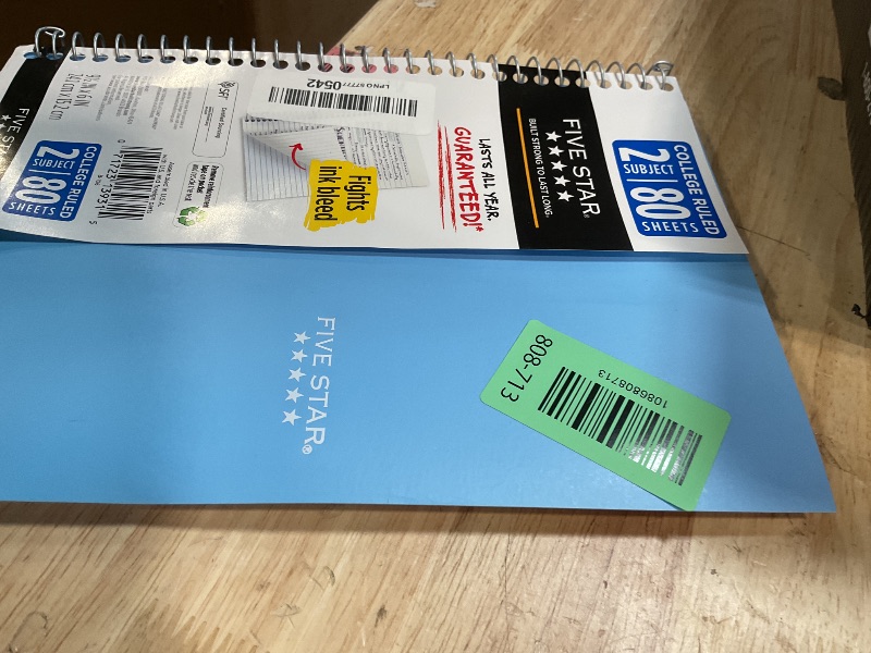 Photo 1 of ** minor bending/FOLD damage**Five Star Spiral Notebook, 2 Subject, College Ruled Paper, 6" x 9.5", 80 Sheets, Blue (840029CG1)
