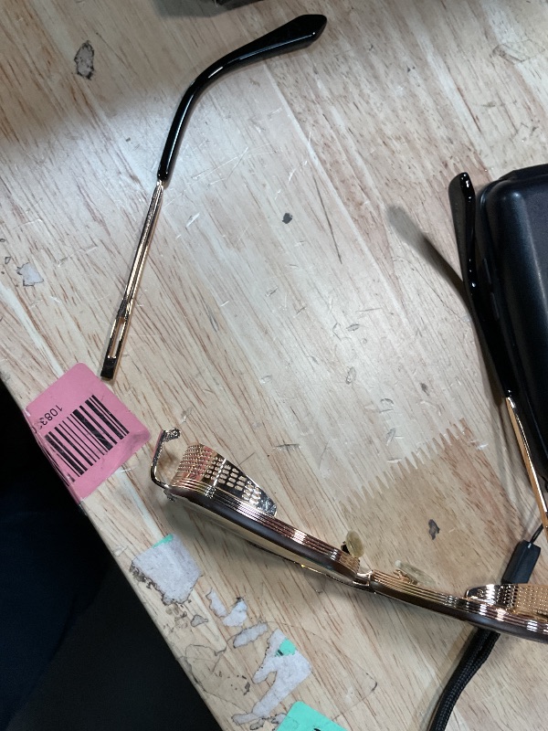 View 2 of ** major damage one side piece broke off FEISEDY Sunglasses Mens Women Vintage Aviator Square Trendy Metal Steampunk Fishing Driving Sun Glasses B2894