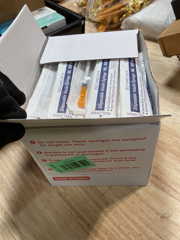 Photo 1 of 120 PACK U-100 Syringes, 30G 5/16" (8mm) 1ml/cc Disposable Syringe, Individual Wrapped, Lab Supplies