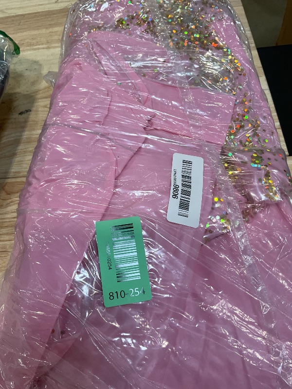 Photo 1 of 2 Pieces Inflatable Serving Bar Glittering Confetti Food Cooler Buffet with Drain Plug, Inflatable Ice Serving Bar for Food and Drinks for Pool and Outdoor Events(Pink)