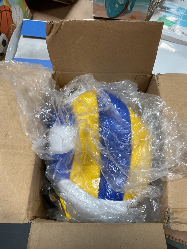 Photo 1 of **one ball missing**Sazoemao 6 Pack Official Size 5 Volleyball Balls Volley Ball of Synthetic Leather,Includes Ball Pump and Net Bag,Competition Volleyball for Indoor Outdoor