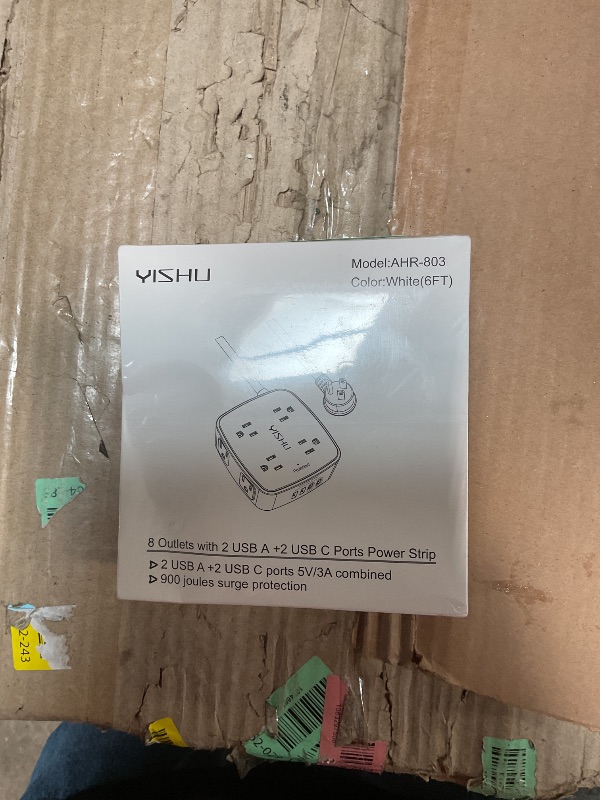 Photo 1 of **FACTORY SEALED**6 Ft Surge Protector Power Strip - 8 Widely Outlets with 4 USB Ports, 3 Side Outlet Extender with 6 Feet Extension Cord, Flat Plug, Wall Mount, Desk USB Charging Station, ETL,White