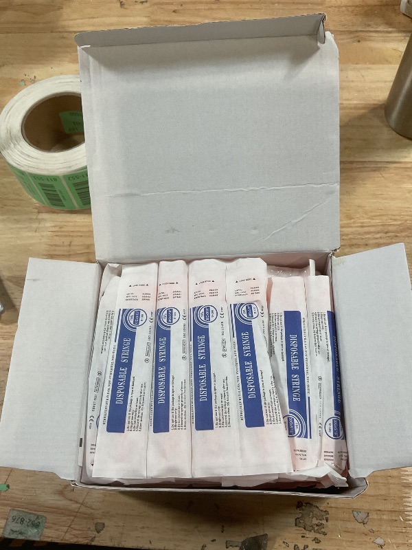 Photo 1 of 100 PACK U-100 Syringes 30G 5/16" (8mm) 1ml/cc, Disposable Syringe